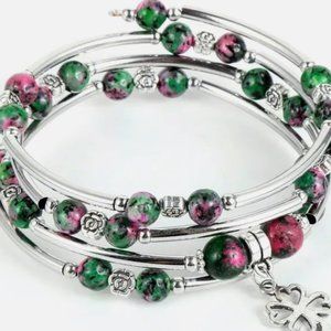 4 strand silver bracelet feminine unique bracelet many different bead choices to
